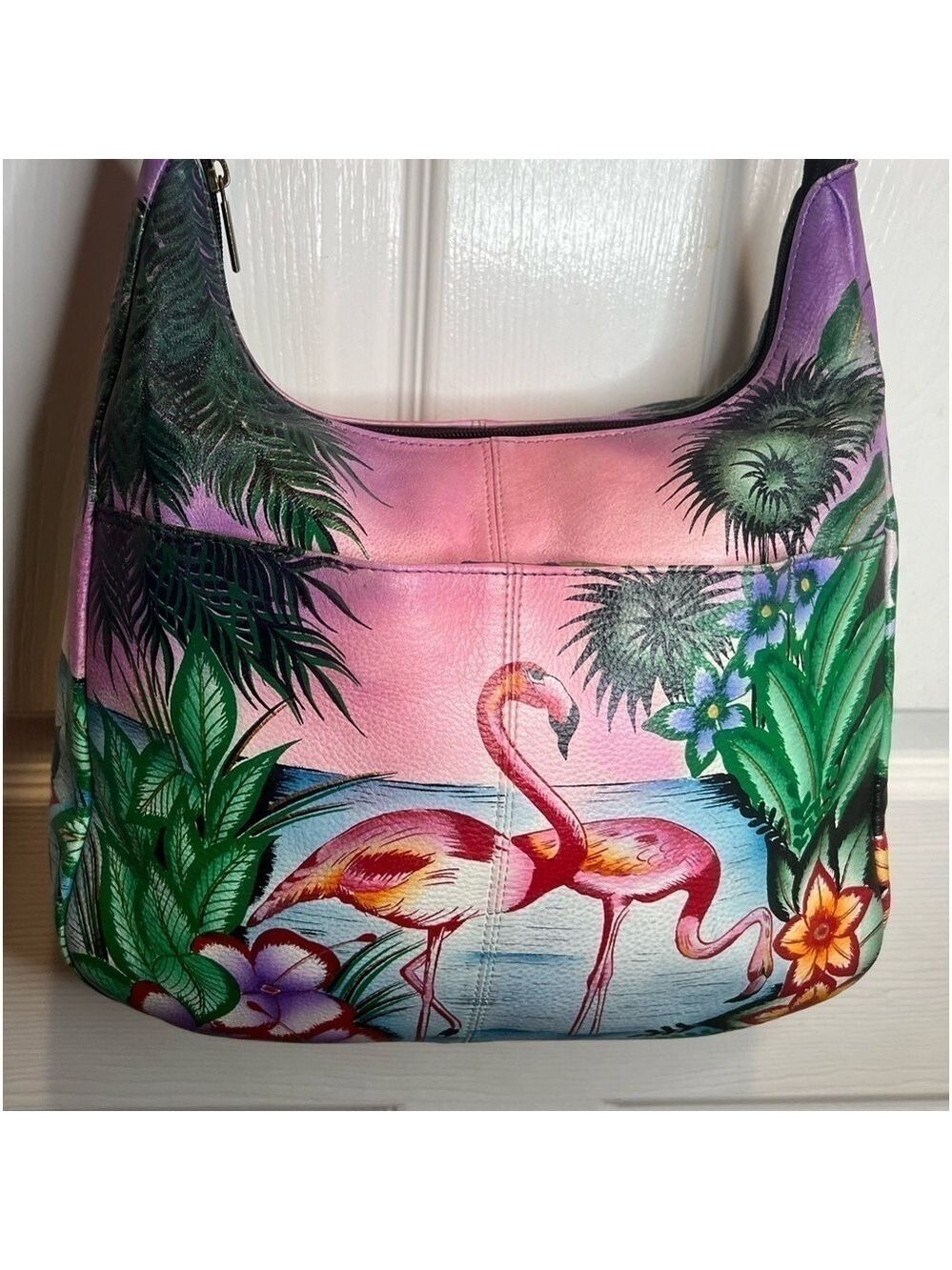 ANUSCHKA 🌷ANNA BY ANUSCHKA LEATHER HAND-PAINTED TRIPLE COMPARTMENT SATCHEL